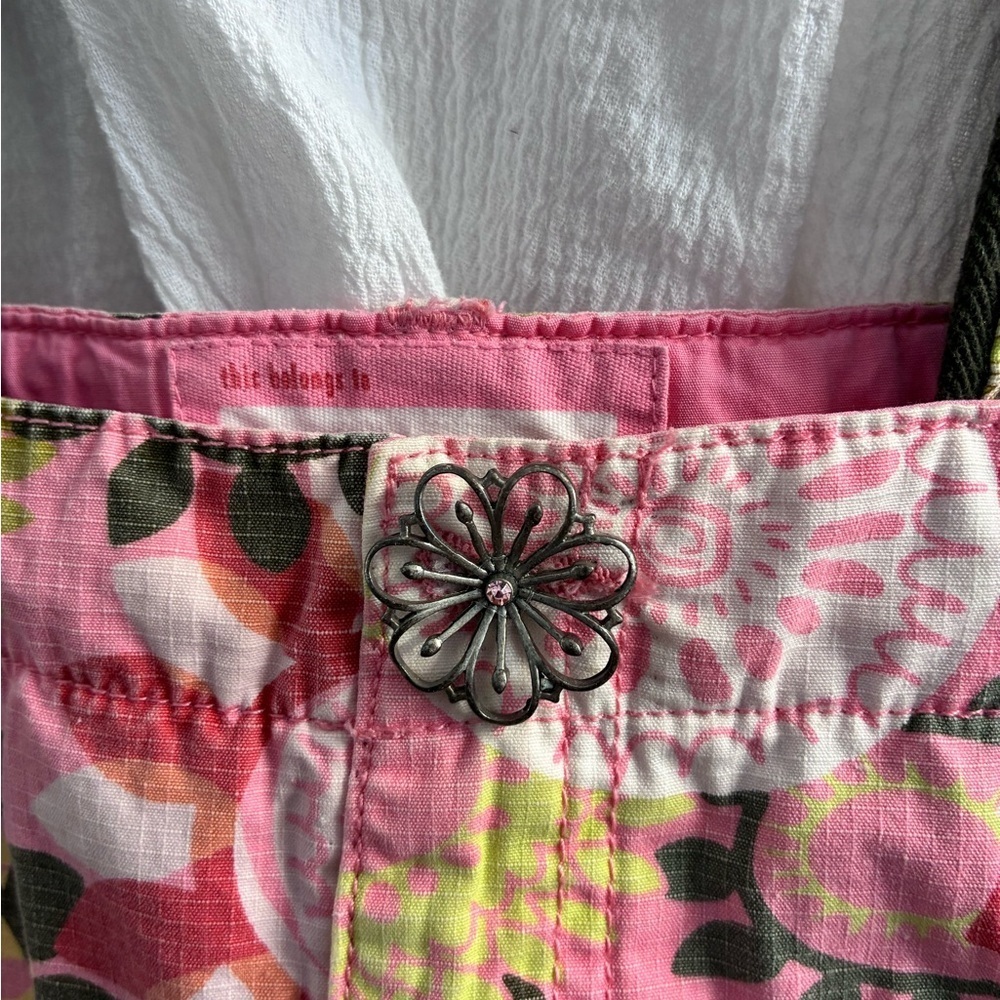 Handmade Upcycled Cotton Tote, Shoulder Bag, Salmon Pink/Green, Floral - Picture 5 of 7